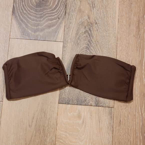 Andie Swim Espresso Brown Bandeau Padded Scala bikini top size L NWT - Picture 3 of 10